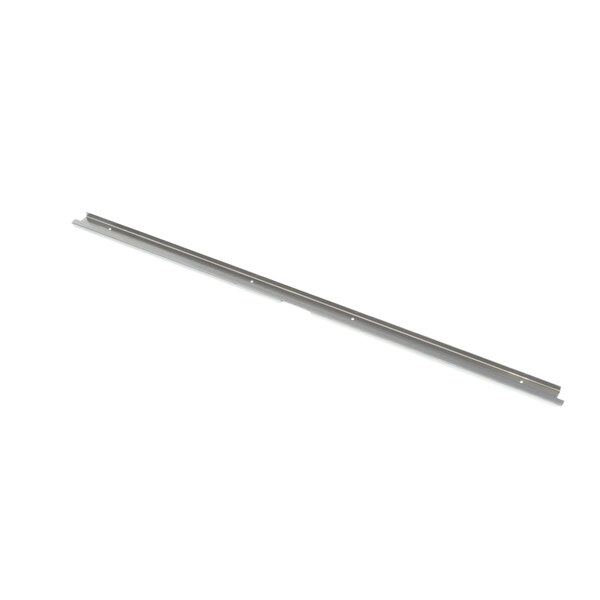 A long metal bar with a handle on a white background.