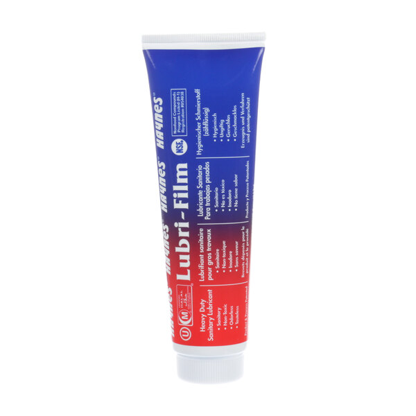 A blue and red tube of Grindmaster-Cecilware Lubricant with white text.