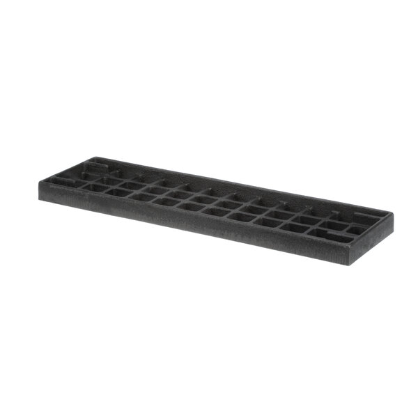 A black plastic rock grate tray with holes.