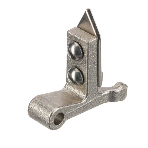 A metal Champion bottom hinge with screws.
