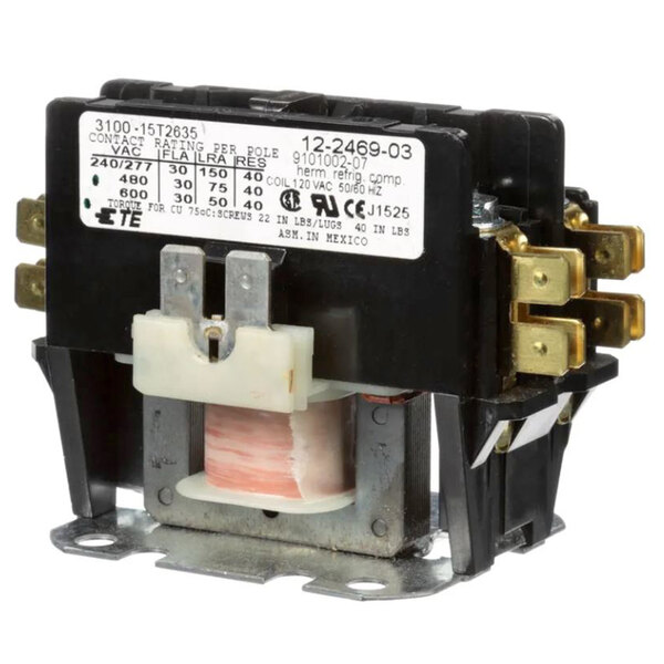 A black Cornelius contactor with small circuit breakers.