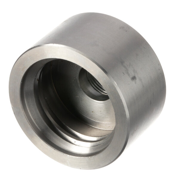 An aluminum Henny Penny filter nut with a stainless steel finish.