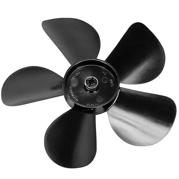 A black Delfield fan blade propeller.