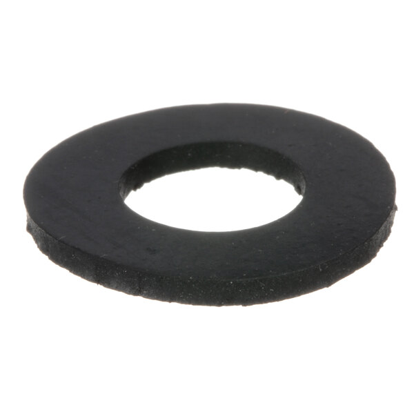 A black round rubber spacer with a hole in it.
