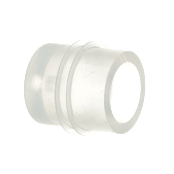 A close-up of a clear plastic tube with a white cap.