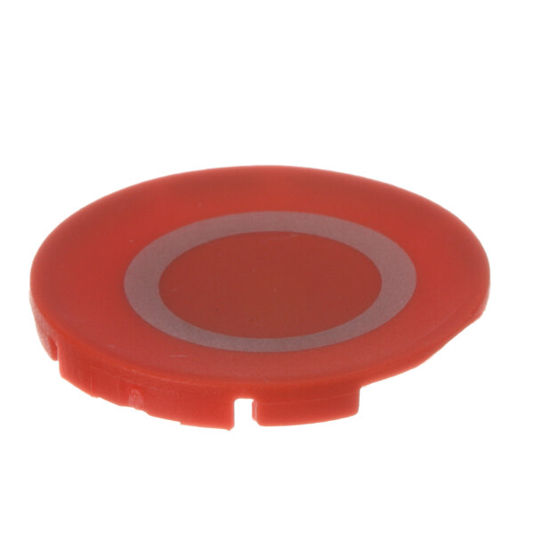 A red button with a white circle on it.