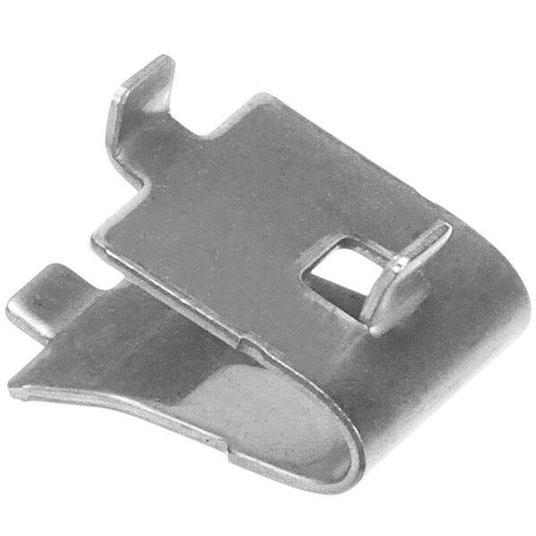A close-up of a Norlake metal shelf clip.