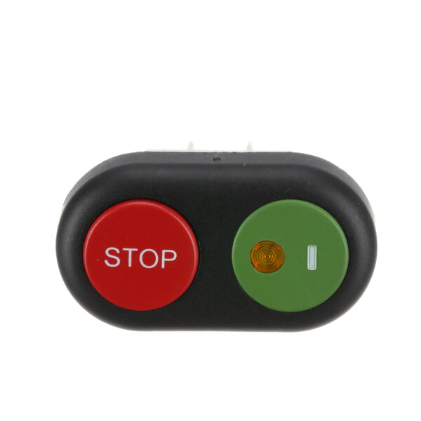 A Univex on/off switch with a green and red circular button.