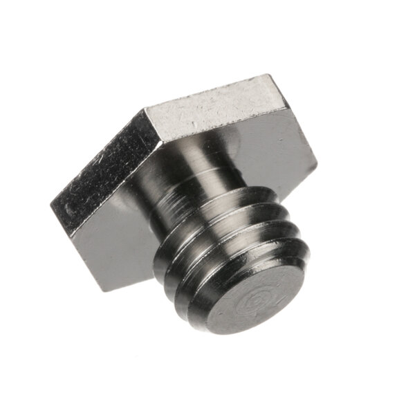 A close-up of a Champion metal screw with a black knob on top.
