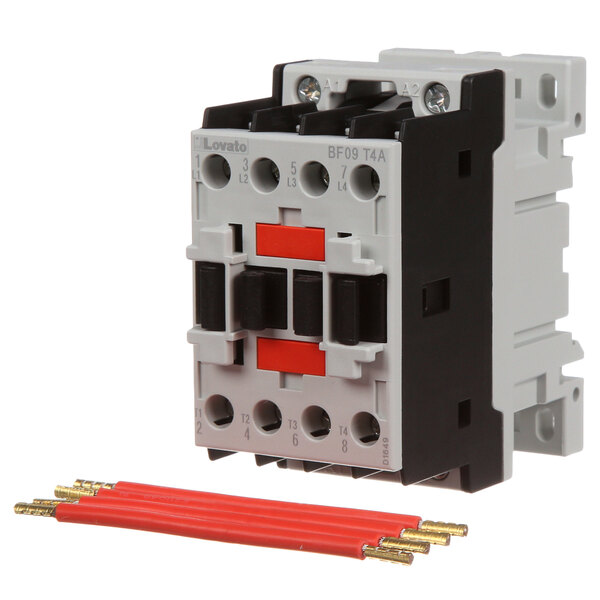 A Moffat contactor kit with two wires and a red wire connected.