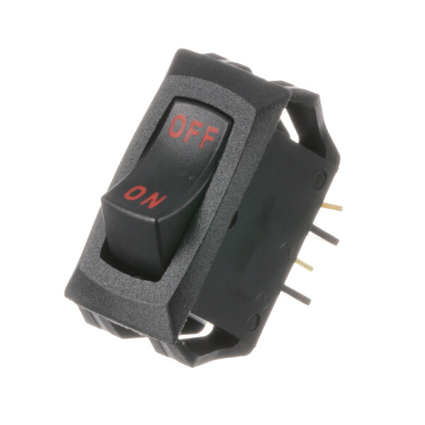 A black Low Temp Industries rocker switch with red text.