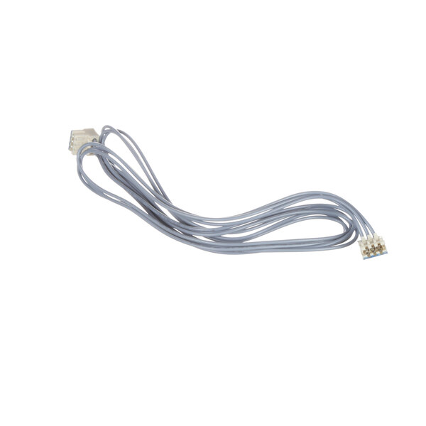A white cable with a silver connector.
