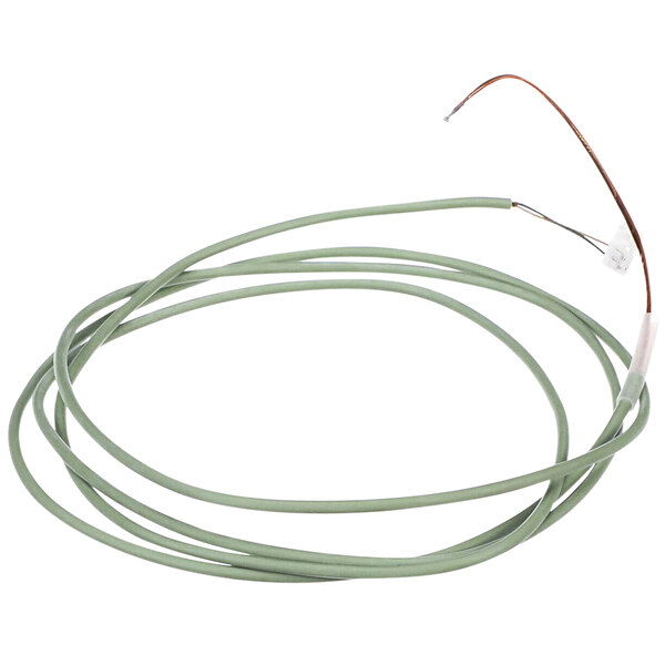 A green wire with a white connector plugged into a white connector.