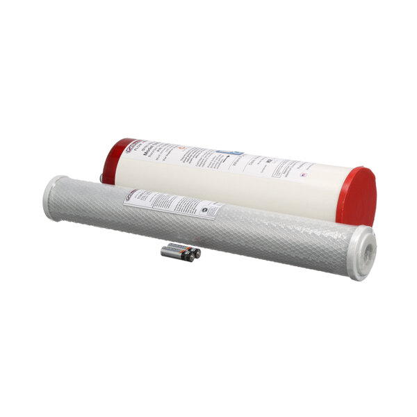 A Southbend water filter cartridge with red and white tubes.