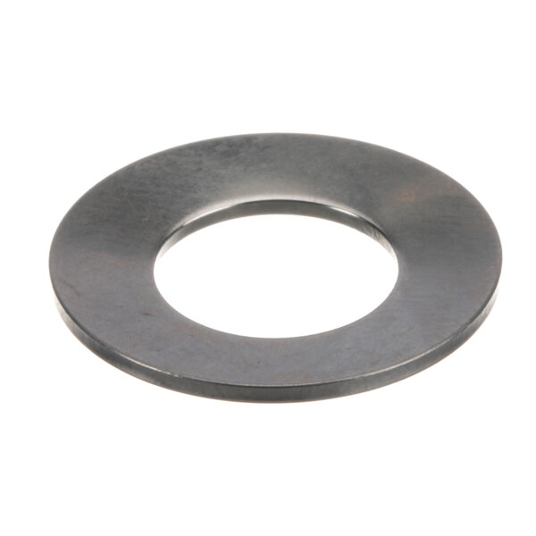 A close-up of a metal ring with a black washer inside.