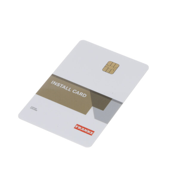 A close-up of a white Franke installation card with a red logo.