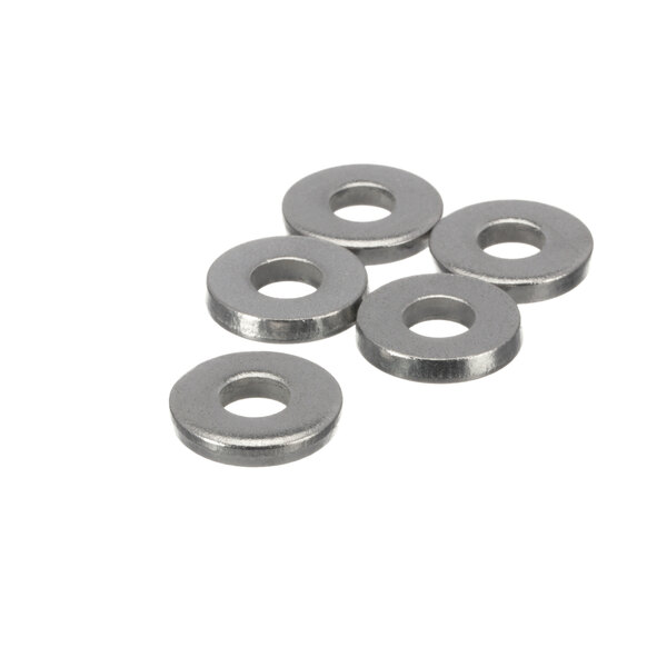 A group of four silver metal Rational A8.4 washers.