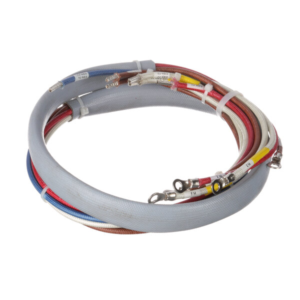 A coiled Groen 137604 wiring harness with multiple colored wires.