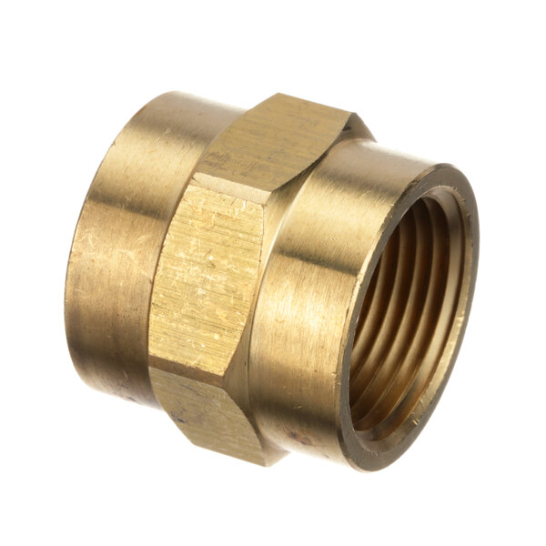 A close-up of a Cleveland brass threaded male fitting with hexagonal nut.