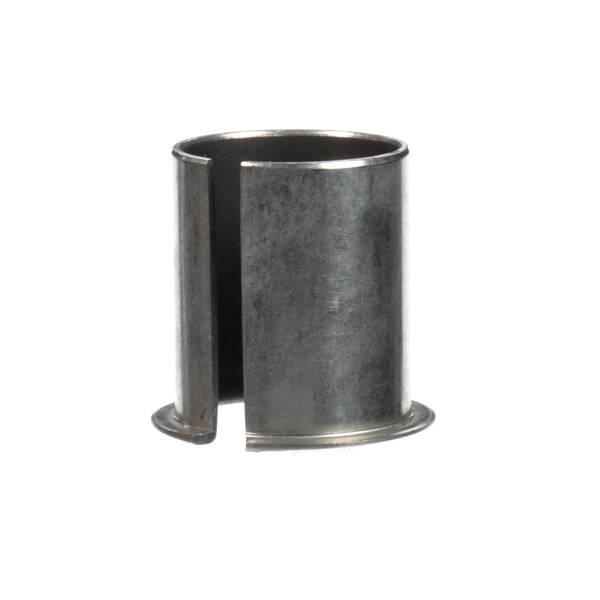 A ProLuxe flanged bushing, a metal cylinder with a metal ring on one end with a small hole in it.
