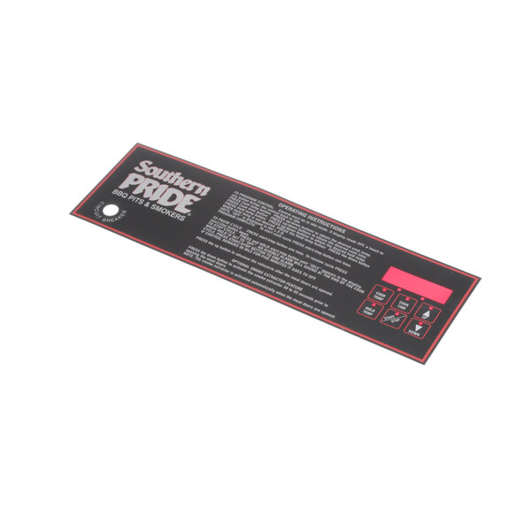 A rectangular black and red label for Southern Pride outdoor grill parts.