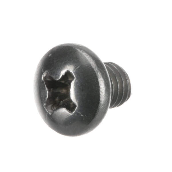 A close-up of a FBD 10-32x1/4" screw with a hole in it.