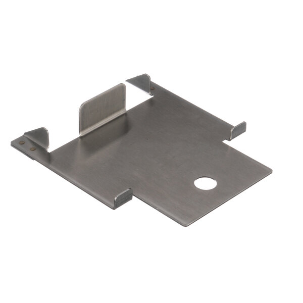 A metal bracket with a hole from Cornelius for a refrigerated beverage dispenser.