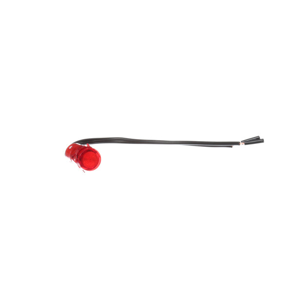 A black object with a red light and black wires.