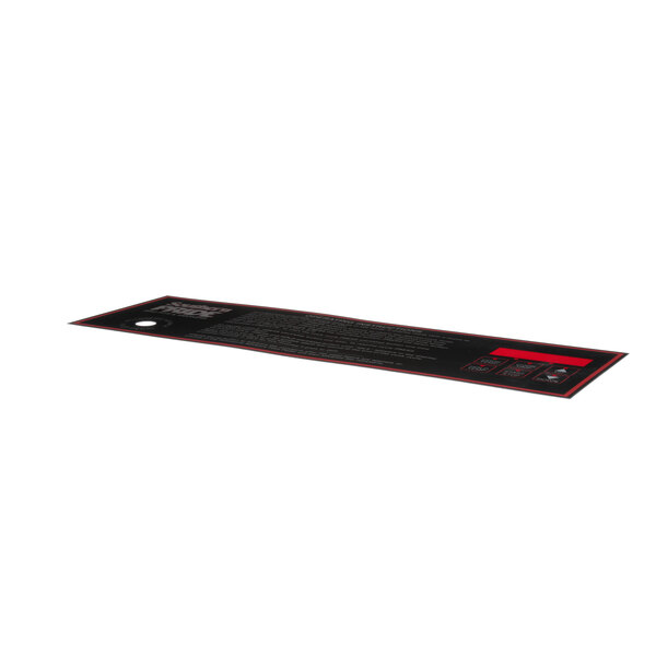 A black rectangular Mylar cover with red text.