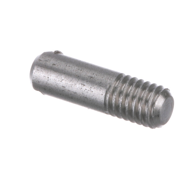 A close-up of a NU-VU metal screw with a metal head.
