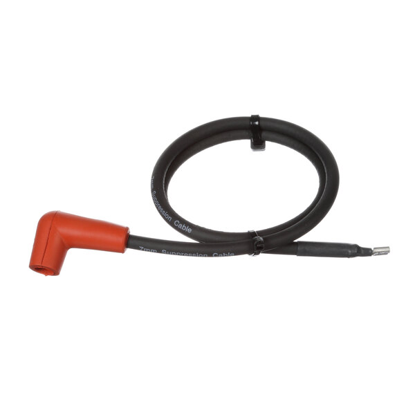 A black and orange cable with a red cap.