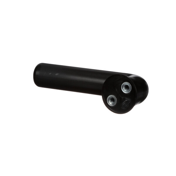A black plastic Globe chute support handle with two holes.