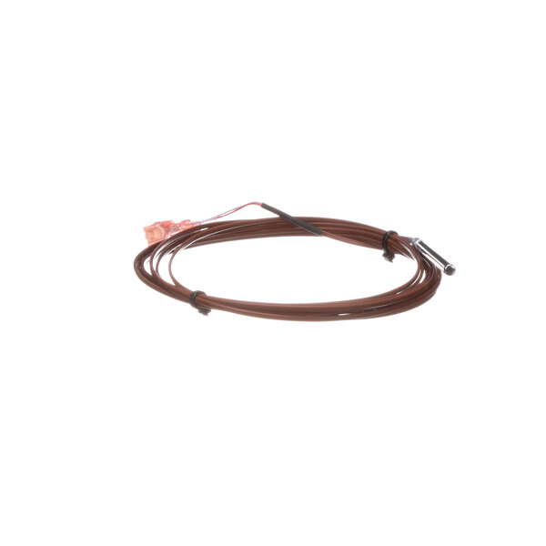 A brown wire with a red wire attached to a NU-VU sensor.