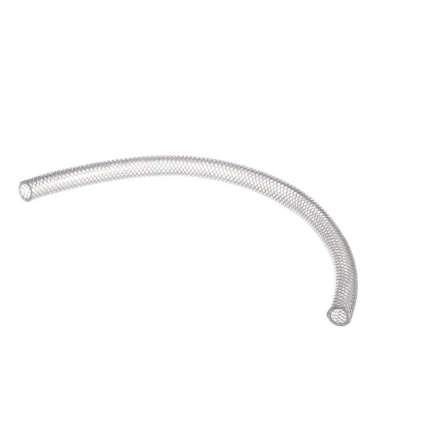 A flexible metal hose with a metal wire tube on a white background.
