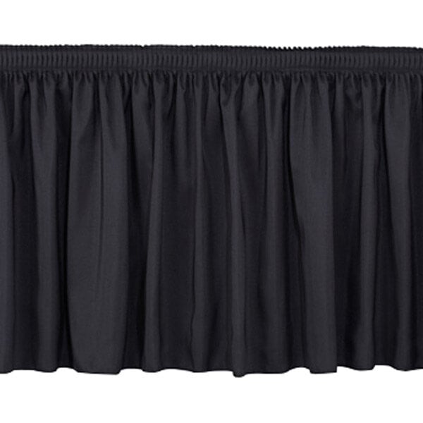 A black shirred stage skirt by National Public Seating on a white background.