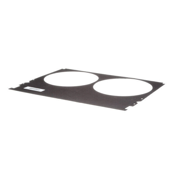 A black rectangular True Refrigeration condenser shroud with two white circles.