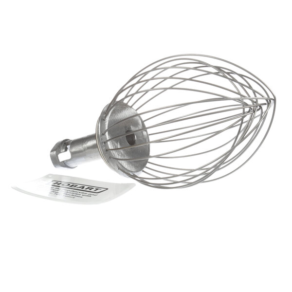 A Hobart 12d whip with a wire whisk and plastic handle on a white background.