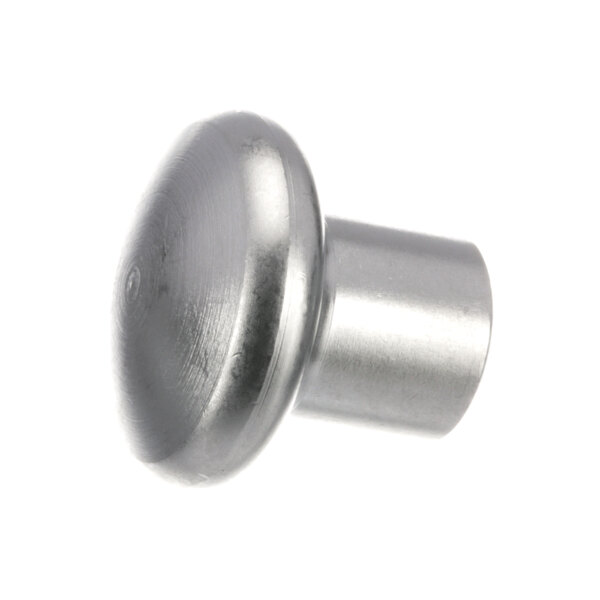 A close-up of a silver metal Globe knob.