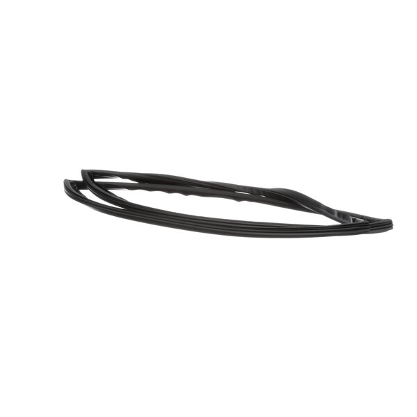 A black rubber gasket with black plastic handles on a white background.
