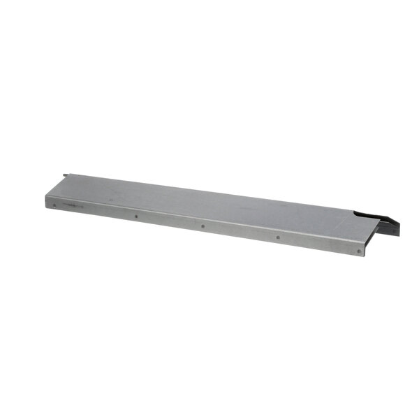 A rectangular metal shield with a long handle on it.