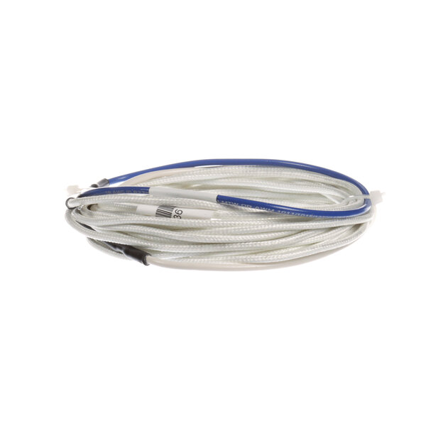 A coil of white and blue heater wires.