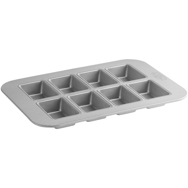 A Chicago Metallic mini-loaf pan with 8 compartments.