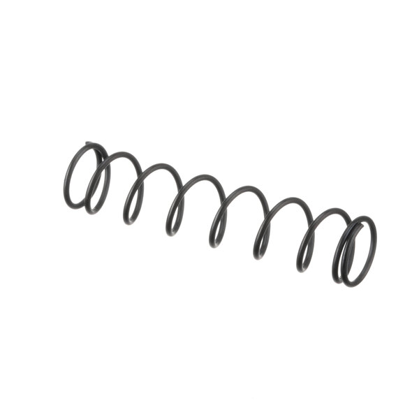 A black coil spring on a white background.