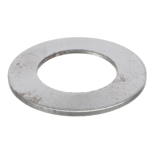 A round aluminum washer with a white background.