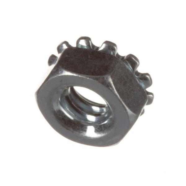 A US Range 6-32 Kep nut with a metal ring on top.
