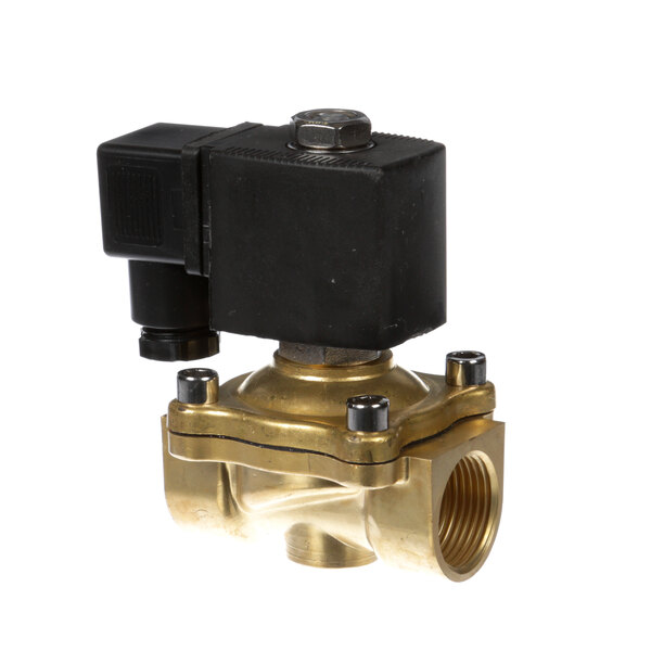 A close-up of a Doyon Baking Equipment solenoid valve with a black cover.
