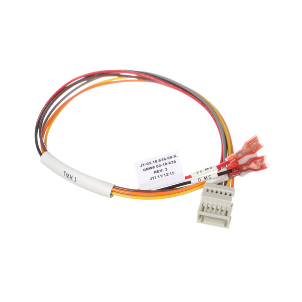 A Ovention wiring harness with yellow and white wires.