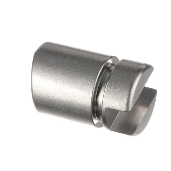 A stainless steel metal cylinder with a round top.