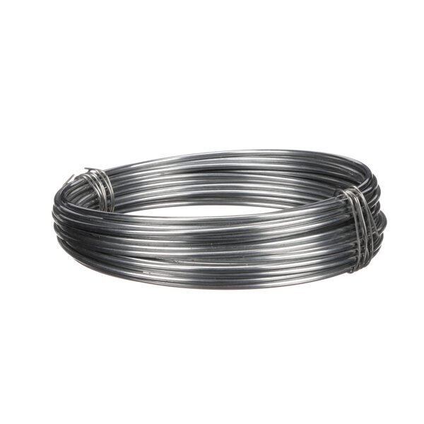 A roll of steel wire on a white background.