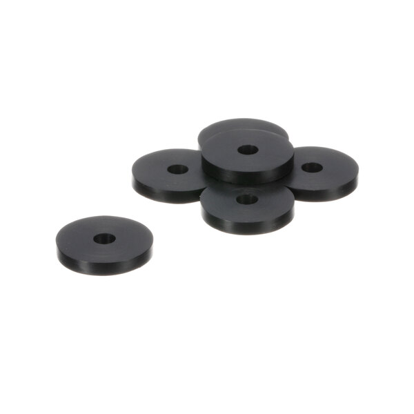A 6 pack of black rubber seat washers.